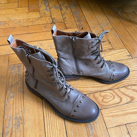 Lucky Brand Leather Nolan Studded Combat Boots - Picture 5 of 10